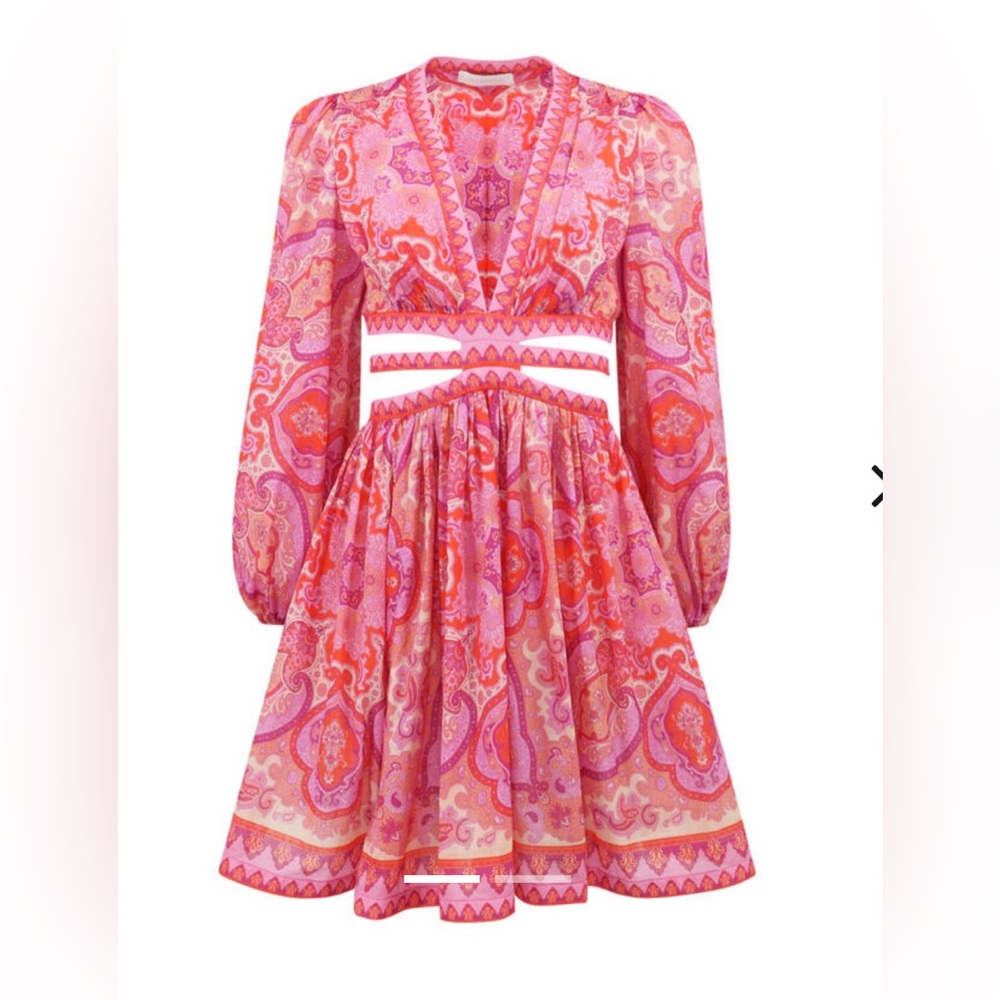 Zimmermann Halcyon Mini Dress in Pink & Purple Paisley
